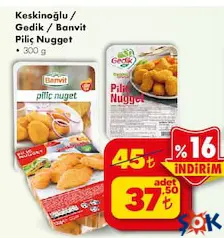 KESKİNOĞLU/GEDİK/BANVİT PİLİÇ NUGGET 300 G KESKİNOĞLU/GEDİK/BANVİT PİLİÇ NUGGET 300 G